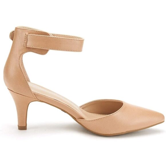 Dream Pairs Women's Taupe Pu Faux Suede pointed Toe Kitten Heels Pumps Shoes - Picture 3 of 7